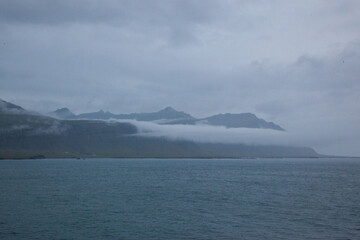 Iceland mountain with clouds