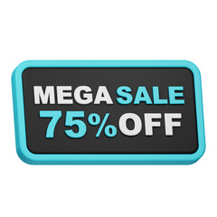 mega sale 75% off 3d icon isolated on the white background