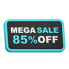 mega sale 85% off 3d icon isolated on the white background