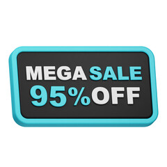 mega sale 95% off 3d icon isolated on the white background