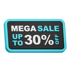 mega sale up to 30% off 3d icon isolated on the white background