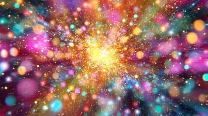 Obraz premium A vibrant explosion of colors and lights, representing a cosmic or abstract scene.