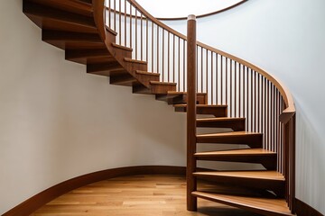 Elegant Isolated Wooden Spiral Staircase Design and Structure Analysis