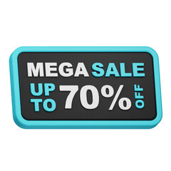 mega sale up to 70% off 3d icon isolated on the white background