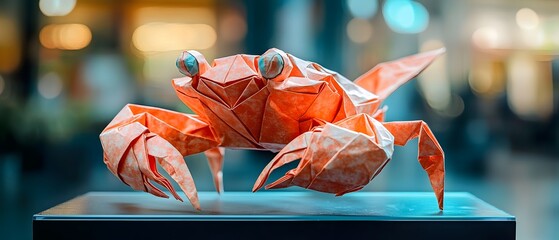 Origami - Folding paper in the shape of Cancer Zodiac (born between Jun 21 – Jul 22) The message is that even though it is just paper, if you try your best, it can lift you up on a pedestal gracefully