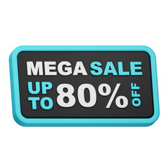 mega sale up to 80% off 3d icon isolated on the white background