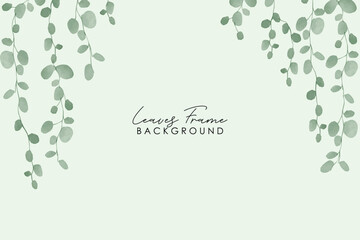 Watercolor hanging plants leaves frame Background. Watercolor green tropical creeper leaves hanging vine ivy houseplant bush hand drawn watercolor design resources elements
