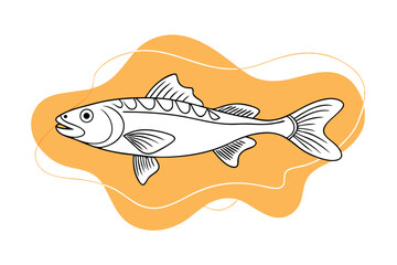 High-Quality Lingcod Fish Line Art Vector