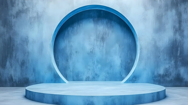 Abstract Blue 3D Render with Geometric Shapes