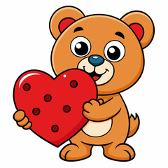 Valentine's Day  Cute Bear Holding Heart Illustration