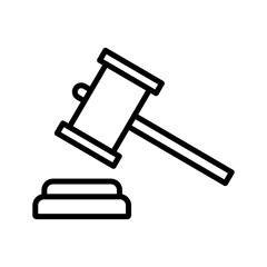 Gavel icon linear logo mark in black and white