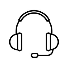 Helpdesk Headphone icon linear logo mark in black and white