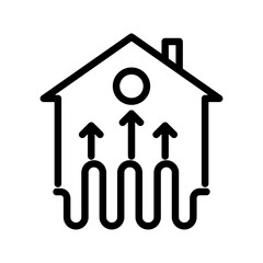 House heating icon linear logo mark in black and white