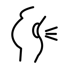 Pregnant woman backache icon linear logo mark in black and white