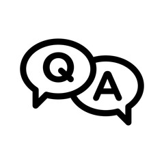 Questions and answers icon linear logo mark in black and white
