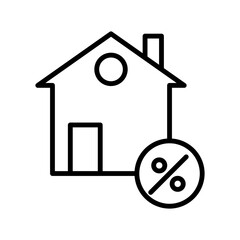 Rate for mortgage icon linear logo mark in black and white