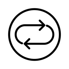 Repeat reload arrow icon linear logo mark in black and white