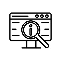 Researching information online icon linear logo mark in black and white