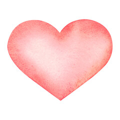 Abstract heart in red color with space for text. Hand drawn watercolor illustration of symbol of love on isolated background. Template for Valentine's Day cards, wedding invitations, stickers.