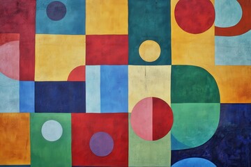 Vibrant Geometric Mural Perfect for Contemporary Art Spaces