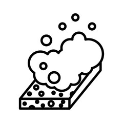 Sponge with foam icon linear logo mark in black and white