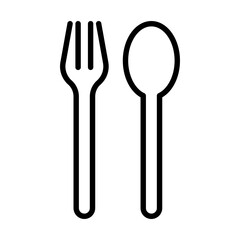 spoon and fork icon linear logo mark in black and white