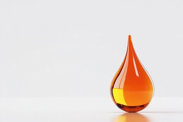 Obraz premium Sleek teardrop-shaped glass bottle with olive oil on white background, showcasing a modern take on traditional Mediterranean cuisine..