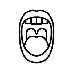 Throat oral mouth icon linear logo mark in black and white