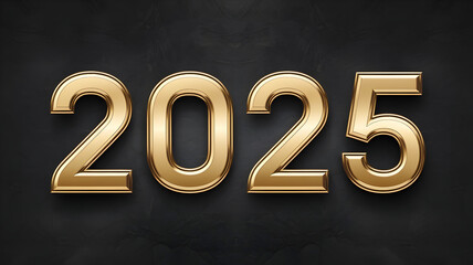2025 new year 3d gold number illustration isolated on black background