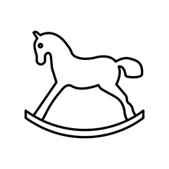 Toy horse rocking chair icon linear logo mark in black and white