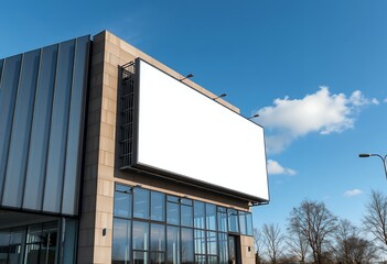 Blank Billboard on Modern Building Outdoor Advertising Space