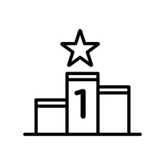 winner podium icon linear logo mark in black and white