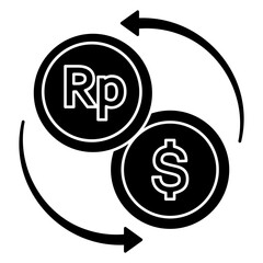 rupiah and dollar coin. money changer glyph icon