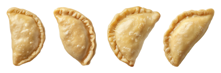 set of Empanadas with Crimped Edges on Transparent Background, top view