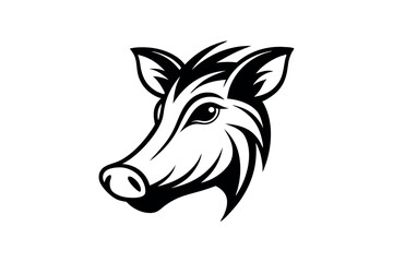 Detailed Warthog Head Line Art Vector