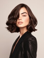 A model around 20 years old, with elegant makeup
