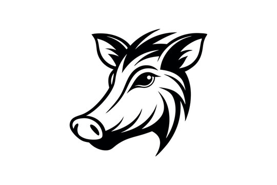 recommend clip art: Detailed Warthog Head Line Art Vector