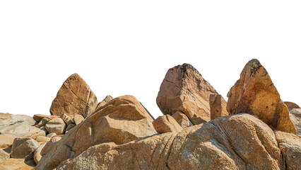 Cliff rock mountain isolated on white background, Edge rock formation high land, Stone sea brown...