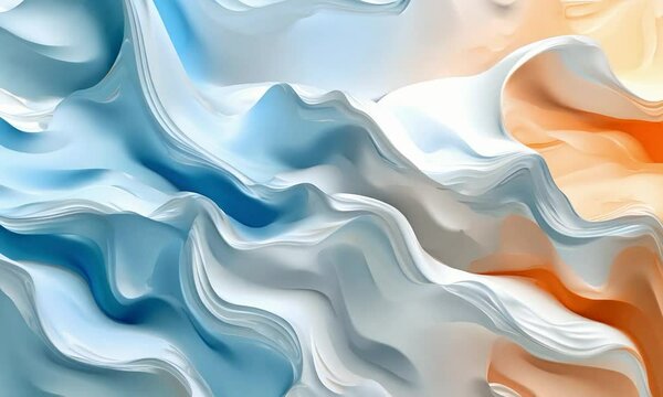 Flow form stage background, peach and soft yellow, surface flatness, C4D, Oc and Blender pure white background, studio lighting, high quality, UHD, super noise reduction.
