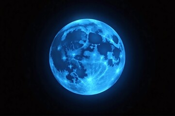 Obraz premium Full moon, black background, blue hues