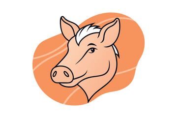 Detailed Warthog Head Line Art Vector