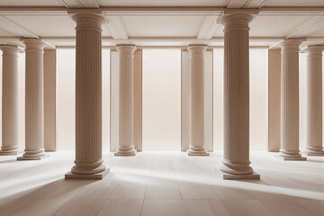 Sophisticated Minimalist Wallpaper with Soft Colors and Elegant Pillars in a Spacious Digital Design