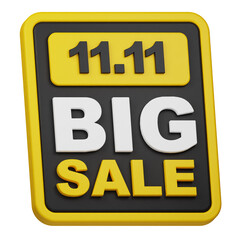 11.11 big sale 3d icon isolated on the white background