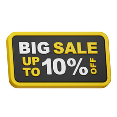 Fototapeta premium big sale up to 10% off 3d icon isolated on the white background