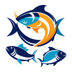 Obraz premium Fish for fissures logo concept for business branding