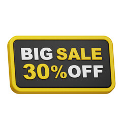 big sale 30% off 3d icon isolated on the white background