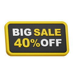 big sale 40% off 3d icon isolated on the white background