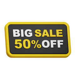 big sale 50% off 3d icon isolated on the white background