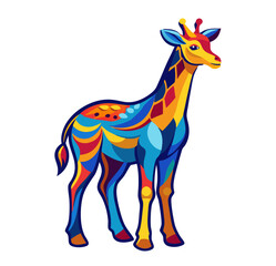 Fototapeta premium a-colorful-and-stylized-depiction-of-a-giraffe-wit.ai