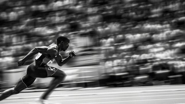 Sprinter Crossing Finish Line in Olympic 100m Final